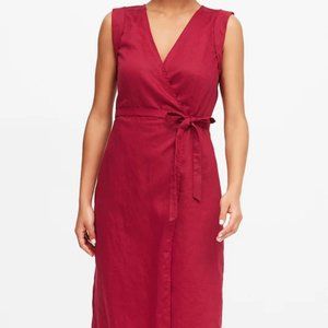 Banana Republic red linen wrap dress Size 10